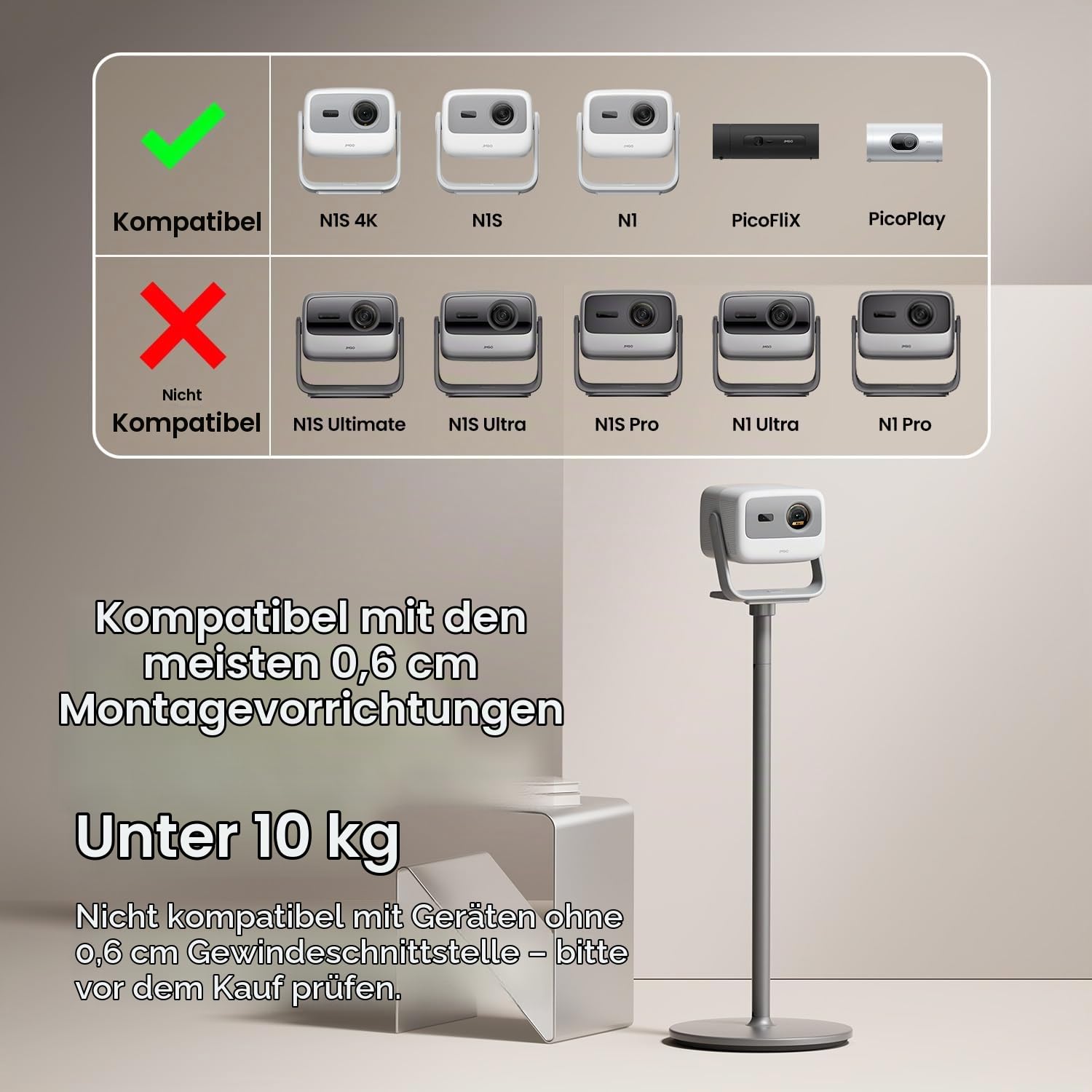 jmgo-projektor-bodenst-nder-f-r-n1s-4k-picoplay-picoflix-n1-aluminium image 2